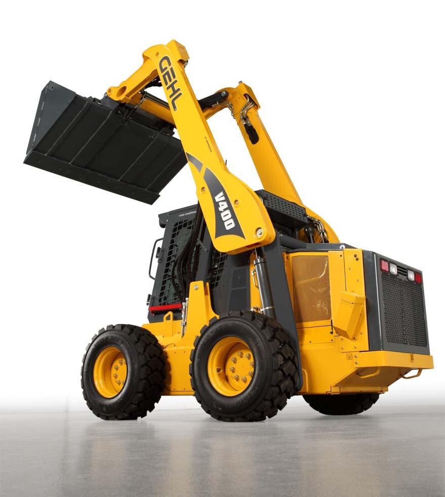 KEY FEATURES The all-new, vertical-lift model V400 skid loader compliments the already robust product offering from Gehl.