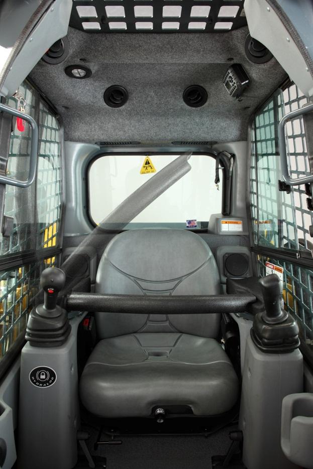 OPERATOR S CAB The operator s compartment on the V400 skid loader provides a safe and comfortable working environment for operators of all sizes. Cab forward design optimizes the view to the bucket.