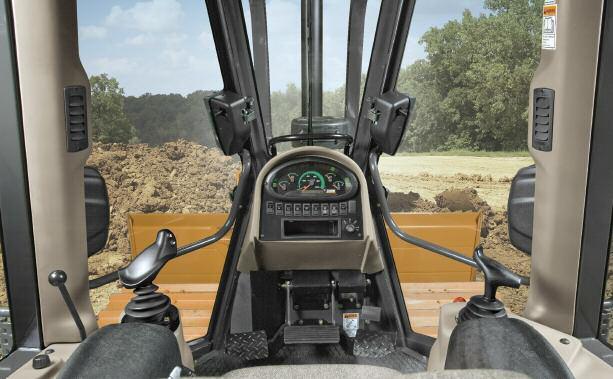 The L Series cab features a large glass area that provides an excellent view to the blade and work area.