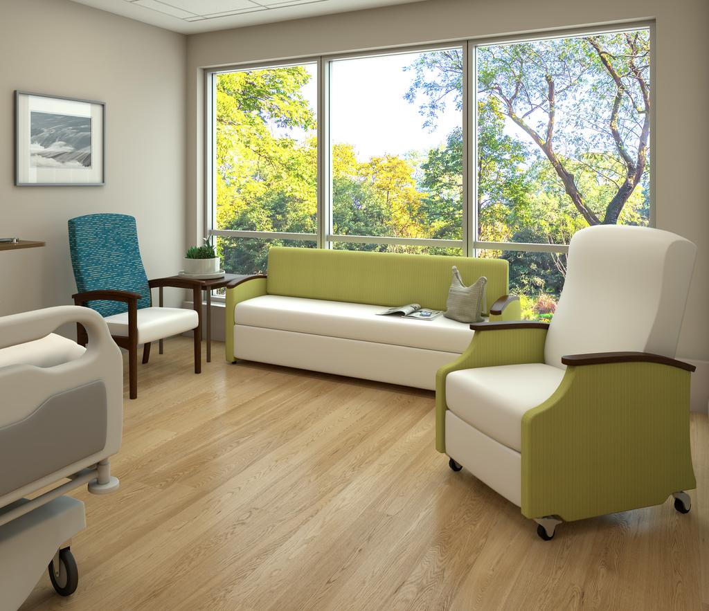 Design and construction Patient seating options are available for use in treatment and patient rooms.