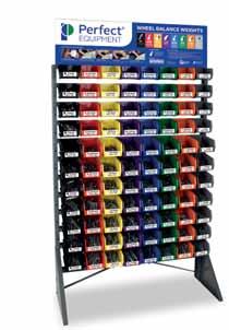 PERFECT EQUIPMENT WHEEL WEIGHT MASTER ASSORTMENT Contains 8 of the standard clip sizes Includes up to 2,625 clip-on weights Also includes: Alloy wheel weight hammer OE application wall chart OE