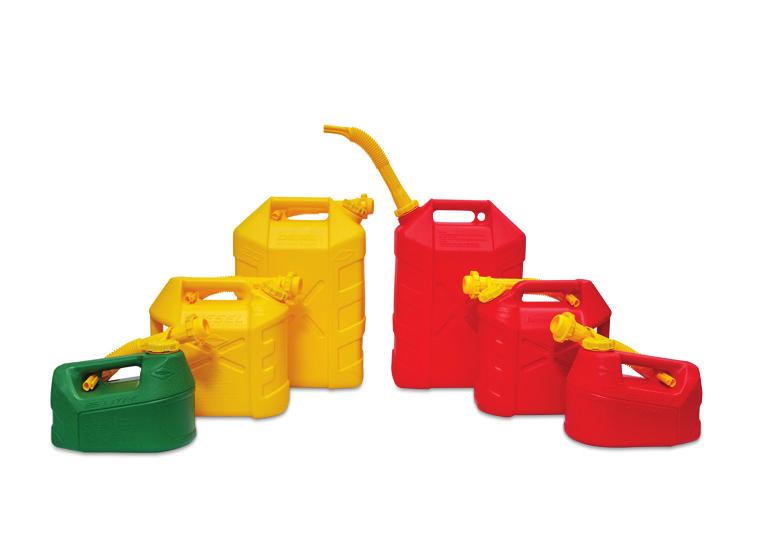 Heavy duty fuel carry cans Detachable anti-glug nozzle Durable and tough Textured anti-slip exterior finish Moulded
