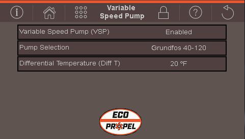 Setup & Tuning Concert Parameter Adjustment From the ADJUST menu select the following buttons to view and adjust parameters. Press Variable Speed Pump to adjust the following parameters.