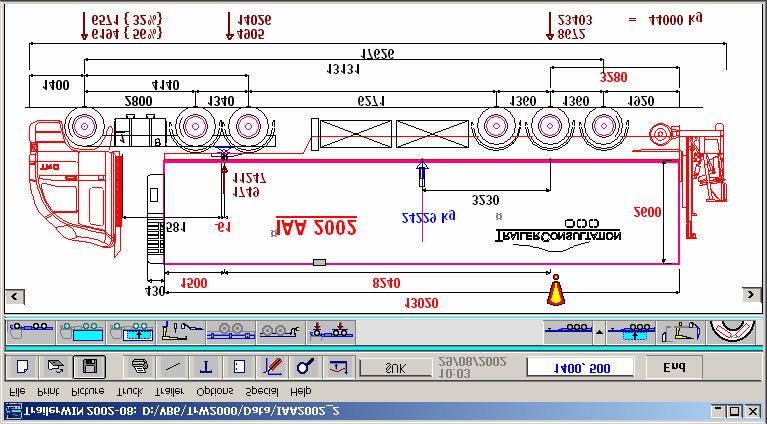 Software for commercial vehicle construction, truck and trailer construction and body building TrailerWIN CraneWIN Truck and trailer constructions: weight distribution (axle loads), body building,