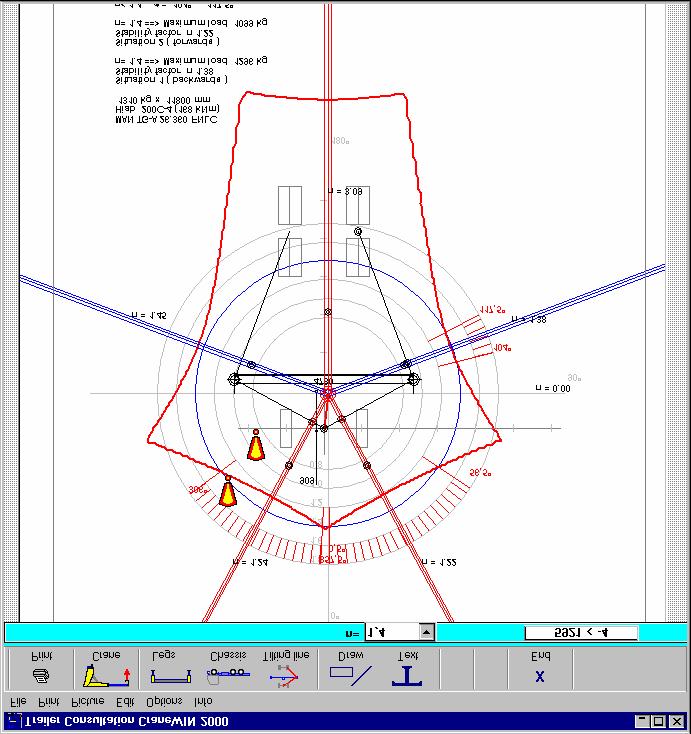 CraneWIN A software for crane stability calculating Circle diagram CraneWIN gives a circle diagram with a stability factor n with different crane turning angles.