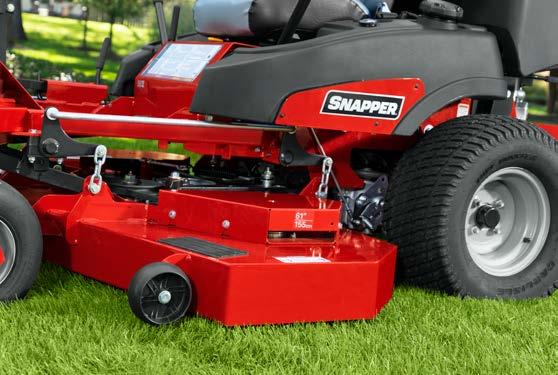 Convenient foot-assisted mower deck lift easily adjusts cut-height from 1.5 to 4.5 inches. Commercial-inspired components such as rugged 1.