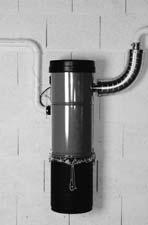 Exhaust Air: The exhaust air pipe stub is located in the upper right hand corner of the central vacuum cleaner.