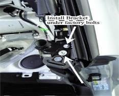 B) Install the Light Bar Bracket to the vehicle using the factory bolts removed in the above step.