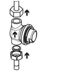 3. Secure the tap to deck or lavatory with the hexagonal nut and the disk. Step 3 Connecting the water supply 1. Fit the pipe to the housing of the solenoid valve.