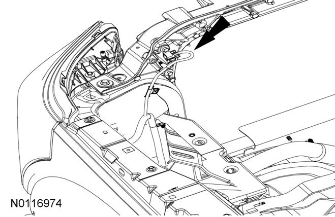 2012 F-Super Duty Remote Start 4 Hood Switch Installation (If Required) 13. Locate the hood switch harness located on the LH side of the upper radiator core support. 14.