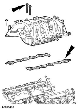 2. NOTE: Tighten the bolts in two stages. Tighten the bolts in the sequence shown. Stage 1: Tighten to 2 Nm (18 lb-in). Stage 2: Tighten to 10 Nm (89 lb-in). 3. Install the upper intake manifold.