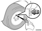Reinstalling wheel nuts Lowering your vehicle Never use oil or grease on the bolts or nuts. Doing so may lead to overtightening the nuts and damaging the bolts.
