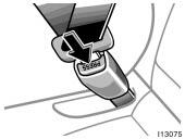 To remove the infant seat, press the buckle release button and allow the belt to