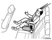 To remove the convertible seat, press the buckle release button and allow the belt to retract completely.