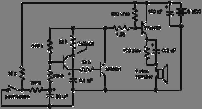 Build the following circuit according to the schematic. o Circuit from http://www.techlib.com/electronics/noisemakers.