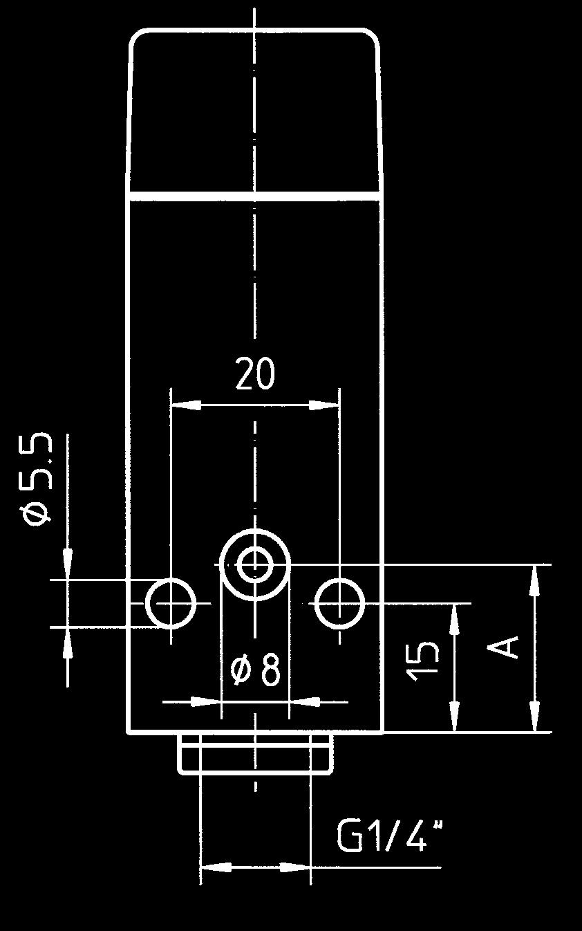 0 5.0 0161 440 14 001 0162 440 14 001 Piston pressure switches 0161 0162 2) Adjustment range! Tolerance (room temperature) Dim."A" in mm p max. Female thread G 1/4 Manifold mounting 100 400 ± 5.0 9.