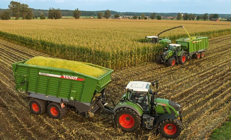 The entire process is started by pressing just one button. AUTOMATIC LOADING AND COWL The Fendt Tigo provides the front to grass and maize.