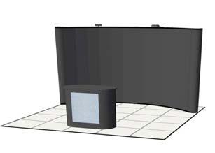Page FR-43 KIT 1000 & 1001 Inline Kit 1000 Floor Standing Pop-up Display Classic expandable frame covered with (Velcro compatible) black fabric panels, two halogen stem lights.