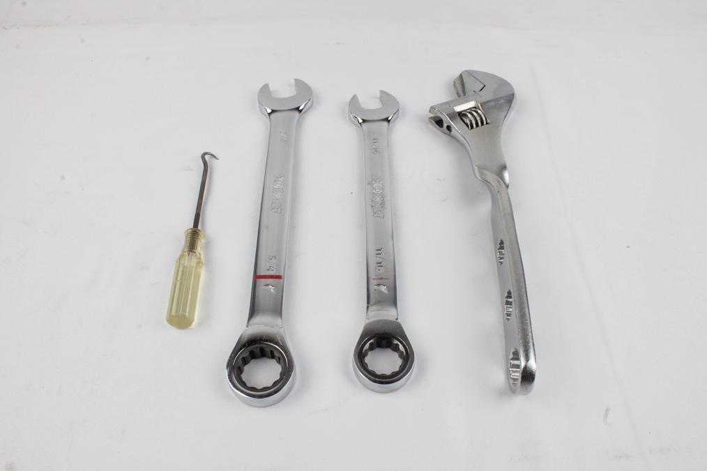 Tools you will need 1 3/4 Open-end wrench 1 11/16 Open-end wrench 1 Adjustable Wrench 1 Curved Pick 1 Allen Wrench M5 (supplied) NOTE: DO NOT use any power tools during disassembly and reassembly