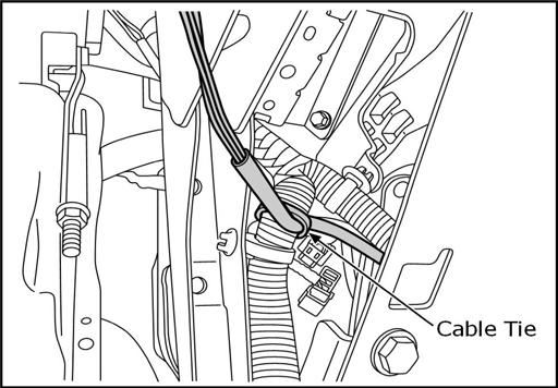 Use cable ties to secure the power harness to the existing vehicle harness as shown. Fig. 66 66.