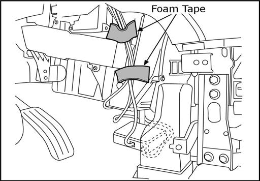 14. INSTALLATION Fig. 67 67. Secure excess wire with foam tape and cable ties as shown. 68.