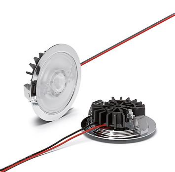 SmartLine 12 V DC Complete LEDSpot equipped with optics, heat sink, Technical notes CA system control Round frame: metal, silver LEDSpot with one LED and with thermoplastic heat sink Optics beam