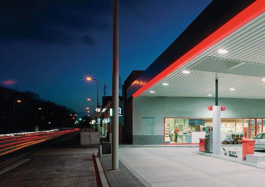 Lighting for petrol stations Making your brand sparkle Safety first guidance and accident prevention With petrol stations often being in isolated locations and having money-handling areas in the