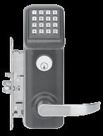 Standard features include and ANSI Grade mortise lockset with a lever clutch mechanism, to 0 digit pin code, all weather keypad and housing, keypad or computer programming, 9 management groups, 90