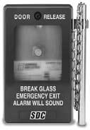 "BREAK GLASS" EMERGENCY DOOR RELEASE List V 9 Emergency door release DPDT switch with siren V-8VDC, 8 ma 8.00 9-BB Surface box.00 9-GL Replacement glass, each 0.
