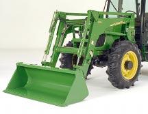 John Deere-designed high-mast mounting frames Single-lever loader controls are integrated into the
