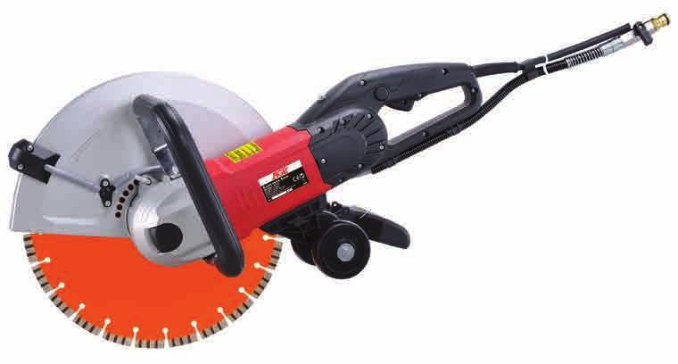C14 CONCRETE SAW 355mm handheld wet or dry concrete saw with 2800W motor for up to 125mm depth of cut.