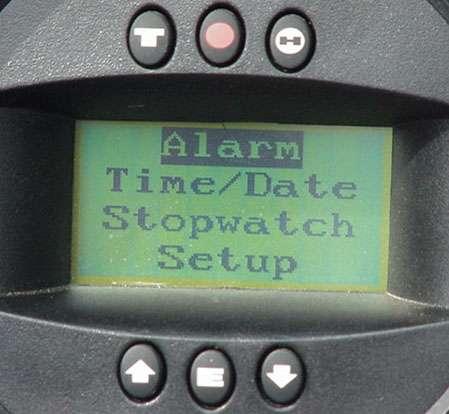 Main Menu #2 Alarm Time/Date Stopwatch Setup Alarm The system is pre-programmed with the same operating parameters for battery voltage, engine temperature, engine oil pressure and fuel capacity.