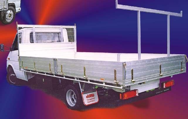 * Shown with 300mm split drop sides. * 32mm full length alloy tie rails. Optional mesh window protector. Optional ladder rack. 2.
