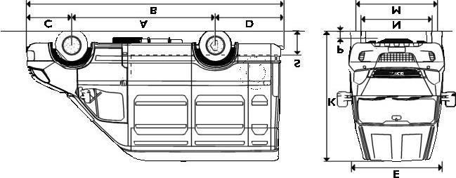 DIMENSIONS (mm) (AB5CVH H-VAN) A Wheelbase B Overall length C Front overhang D Rear overhang E Max cab width K Overall height to top of cab, unladen M Front track N Rear track P Minimum ground
