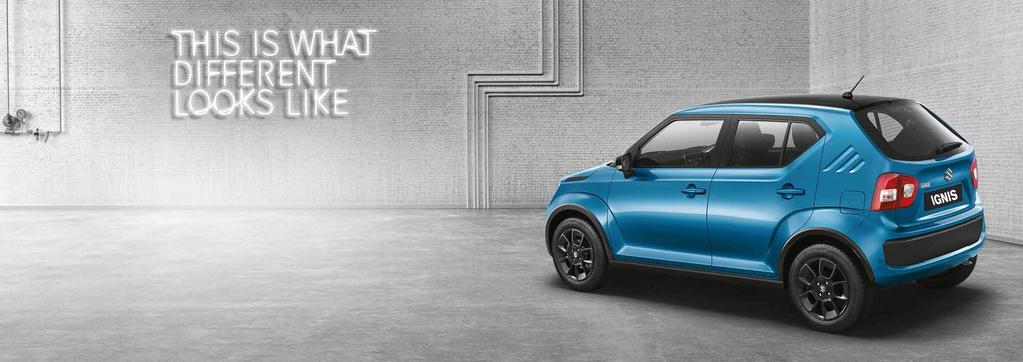 CONFIDENT STANCE Ignis stands firm on its four wheels planted at the extreme corners of the car, making the posture exude confidence like no other.