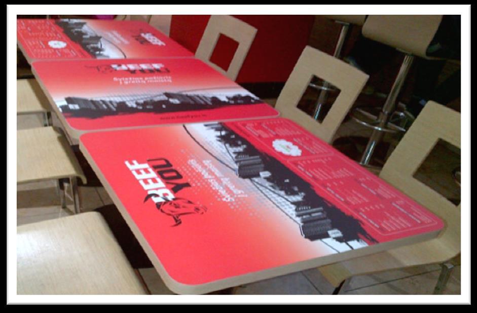 8010 R17 Foodcourt table stickers Dimensions (maximum) (Details in mm, Width x Height) Production dim.