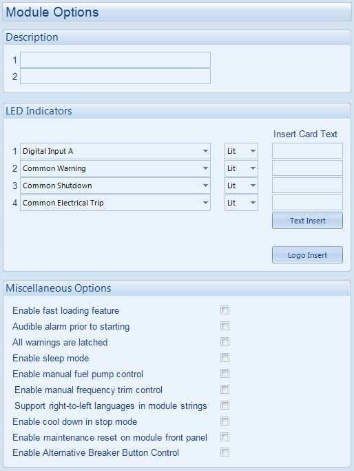 1 MODULE OPTIONS Allows the user to select the function of the modules user configurable LED indicators.