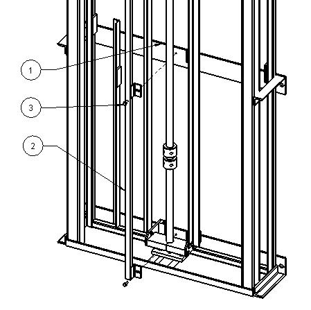 Remove Guide Frame from tower Step 2: Remove Drive Screw with Stabilizer Remove one side of the bottom guide rail for stabilizer Figure 31: Remove one Guide Rail of Stabilizer 1 Back Plate on Tower 2