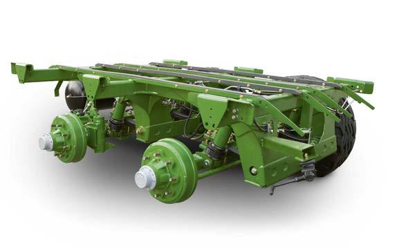 The caster-steer tandem axle with hydraulic auto-levelling provides superior driver comfort and maximum