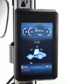 Easy to see in direct sunlight, further functions include service interval information and machine operating conditions.