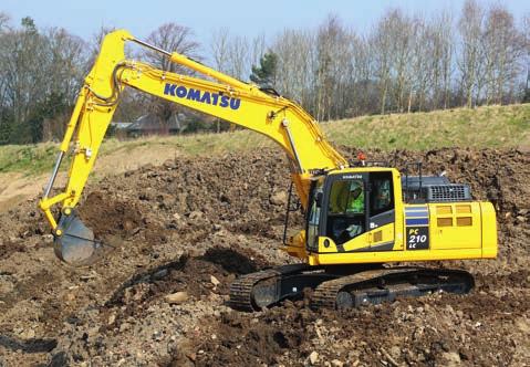 Safety First Optimal jobsite safety Safety features on the Komatsu PC210-11 comply with the latest industry standards and work