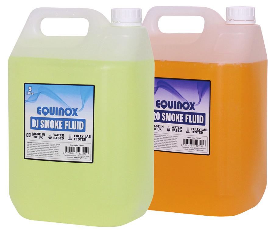 Optional accessories Fluid: Our fluid is ideal for use with most brands of water based foggers and smoke machines.