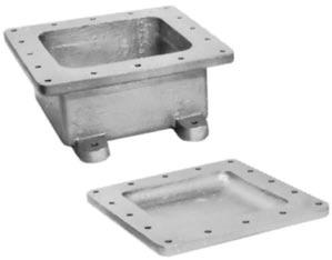 J-14 Group D Groups E, F, G Class III EXB Cast Iron Junction Boxes: Explosionproof, Dust-Ignitionproof, Integrally Cast Mounting Feet Drilled and tapped openings 1/2 thru 6 as specified.