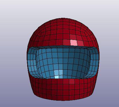 The cloud surface was used to model the helmet using CATIA V5. The scanned outer surface is shown in Figure 6. The CAD model consists of outer shell and foam.