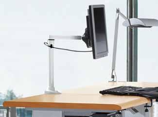 -1 Monitor Arms Easyfly LCD Monitor Arm * Desktop type, grommet mount (Ø8mm drillhole) or clamp mount * Single or double monitor arms, aluminium die casting, 12 kgs loading * Ball joint with 360