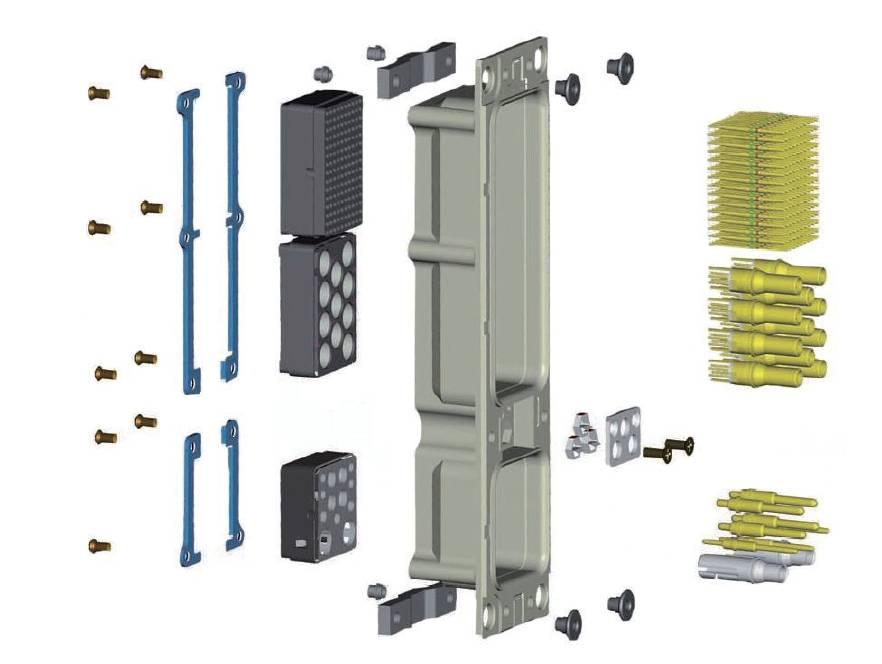 R042 Collocation Components Options of product 1 Shell type 2 Mounting panel collocation 3 Connect type 6 Shell plating Rack & panel connector 5