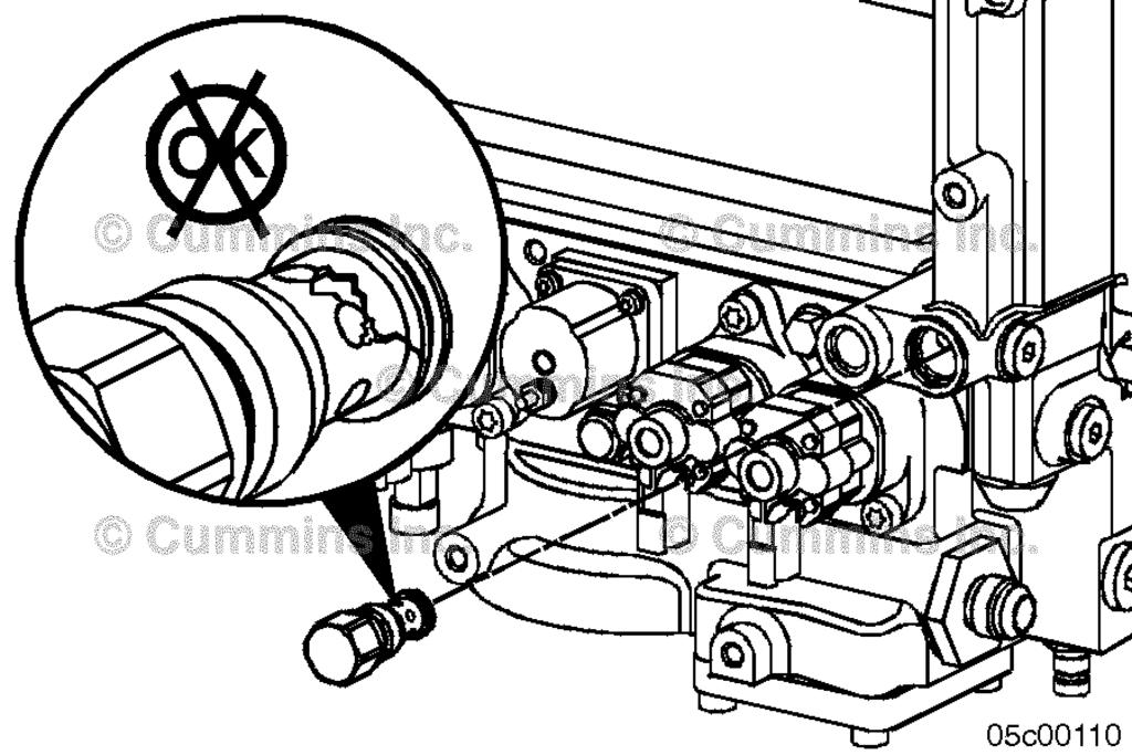 File: 70-t02-1001 Page 28 of 64 STEP 4E-3: Check 2206 kpa [320 psi] or 2620 kpa [380 psi] pressure regulator. Turn keyswitch OFF. Remove the 2206 kpa [320 psi] fuel pressure regulator.