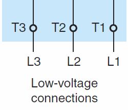 High voltage and low voltage connections are