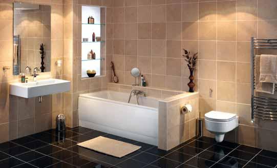Sorrento Designer Style for the Contemporary Home The squared-off angles of the basin, the concealed cistern and wall hung pan are all