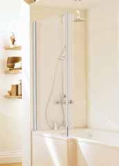 concertina panels fold neatly away 20mm adjustment for out-of-true walls Shower Bath Screen Curved Door: 199-074 H: 1500 W: 720mm Front Screen: 199-075 H: